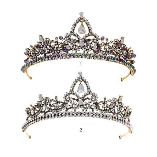 

ювелирные изделия женщин vintage свадебные прически хооп кристалл tiara корона люкс барокко rhinestone женщины волос для свадьбы декор заста, Golden;silver
