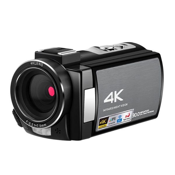 

vlogging hd remote control touch screen ir night vision video camera professional 4k camcorder cmos sensor external hood