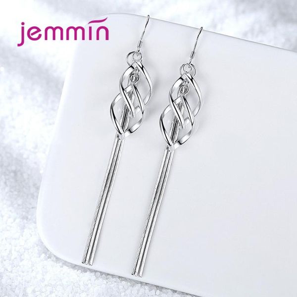 

dangle & chandelier long tassel earrings twisted rhombus geometric drop statement simple punk fashion jewelry bijoux, Silver