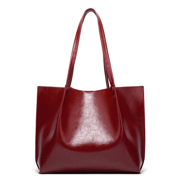 

lilen fashion simple casual handbag oil wax pu large capacity shoulder women's bag