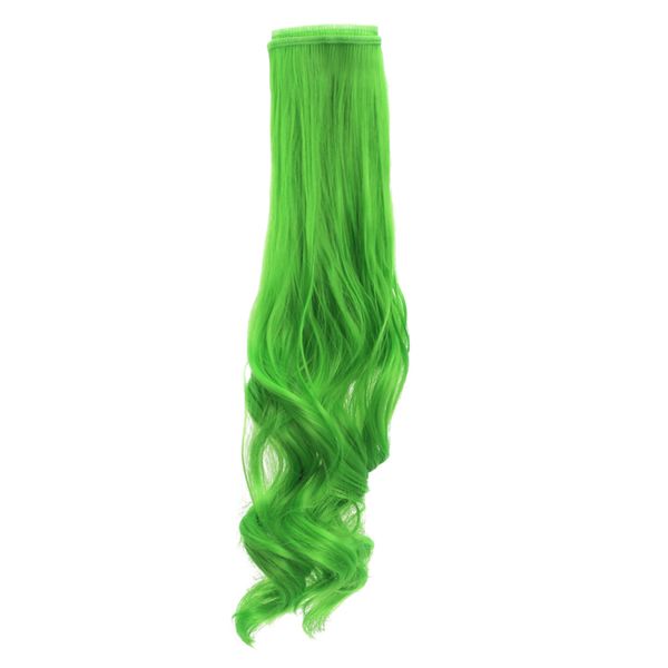 

25cm fashion girl doll wig long curly hairpiece diy making accessory green