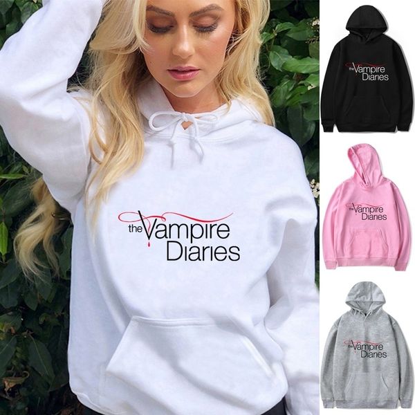 

new fashion men women the vampire diaries hoodie boys girls long sleeve sweatshirts teens couple cotton pullover sportswear, Black