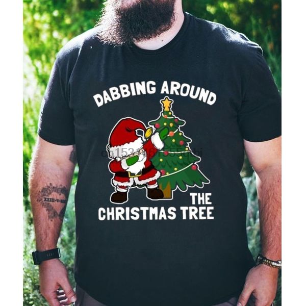 

funny santa dabbing around the christmas tree ugly t-shirt
