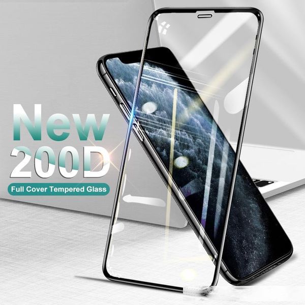 

200d curved full cover protective glass on the for iphone 12 pro se 11 pro max x xs tempered screen protector iphone xr 8 7 plus glass