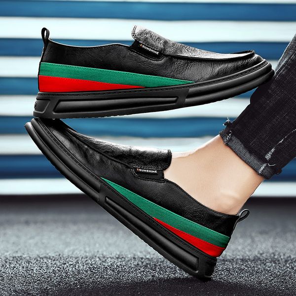 

ботинки человека бездельников моды случайные черные кожаные ботинки мягкие удобные 2020, Black