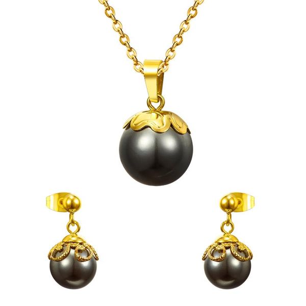 

luxukisskids new arrival stainless steel jewelry sets women necklace and earrings set with pearl for party chain, Silver
