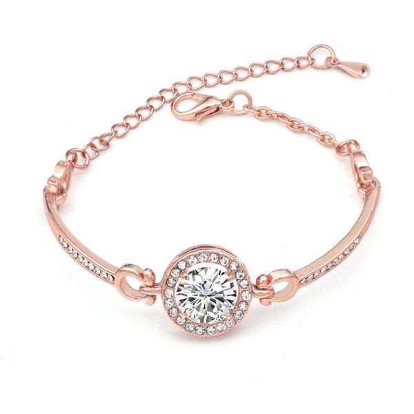 

fashion double round bijou rose gold charm rhinestone bracelet bangles for women jewelry gift armband accessories dropshipping, Golden;silver