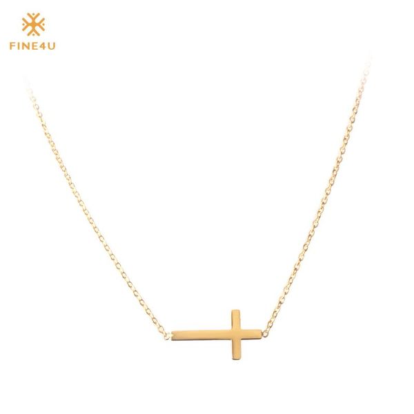 

chokers fine4u n125 crucifix cross pendant necklace gold color 316l stainless steel choker necklaces trendy jewelry whosale, Golden;silver