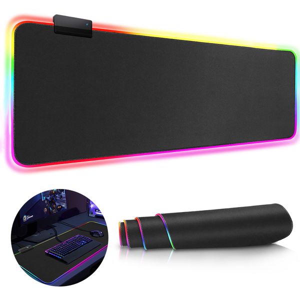 

mouse pads & wrist rests large pad gaming gamer mousepad rgb xxl computer mat backlit mause carpet for mice desk keyboard