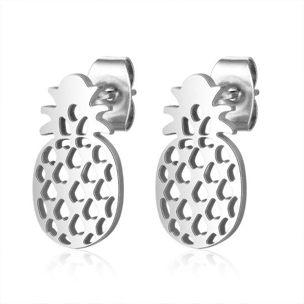 

stud 100% 316l stainless steel pineapple earring for women never tarnish simple jewelry gift drop wholesale, Golden;silver