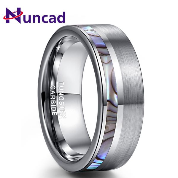 

nuncad 8мм natual abalone shell карбида вольфрама кольцо серебро цвет матовый поверхность promise ювелирные изделия обручальные кольца мужск, Slivery;golden