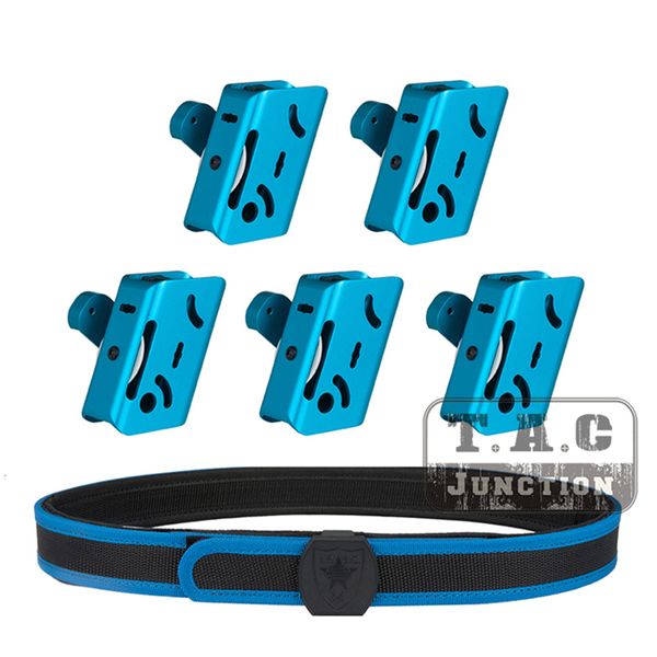 

ipsc magazine holster uspsa idpa competition high speed shooting inner & outer belt w/ 5x adjustment race master aluminum pistol, Black;gray