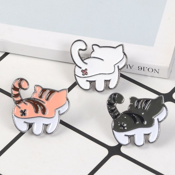 

pins, brooches cute cat enamel pin white black orange kitten brooch kawaii cartoon animal badge jewelry gift for kids friends, Gray