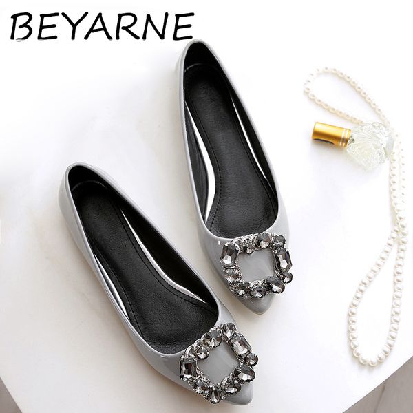 

beyarne luxury shoes women designes loafers ballet flats pointed crystal fashion casual shoes woman slip-on plus size 34-44 high, Black