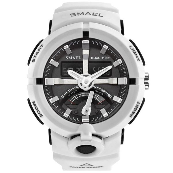 

mayforest new electronics watch sport smael brand men's digital sport watches male clock dual display waterproof dive white relogio 163, Slivery;brown