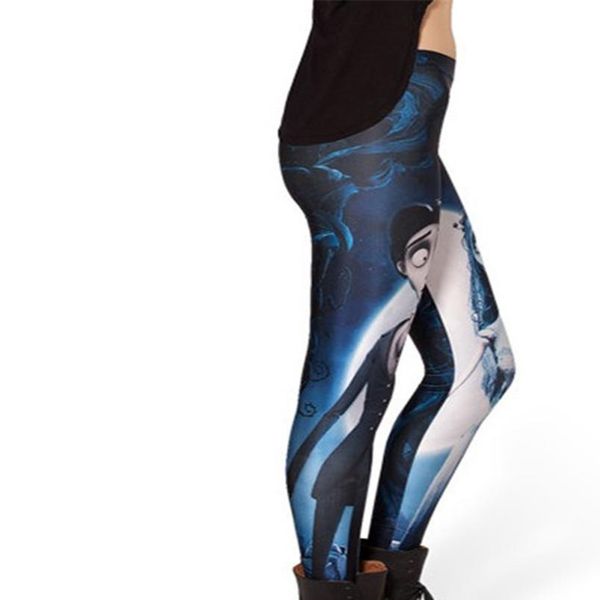 

горячий! размер брюки осень пользовательские lddies фитнес corpse bride leggings цифровая печатная молоко урожай плюс для женщин поножи, Black
