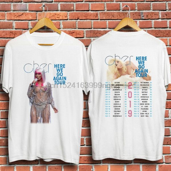 

cher here we go again tour 2020 white t-shirt tee