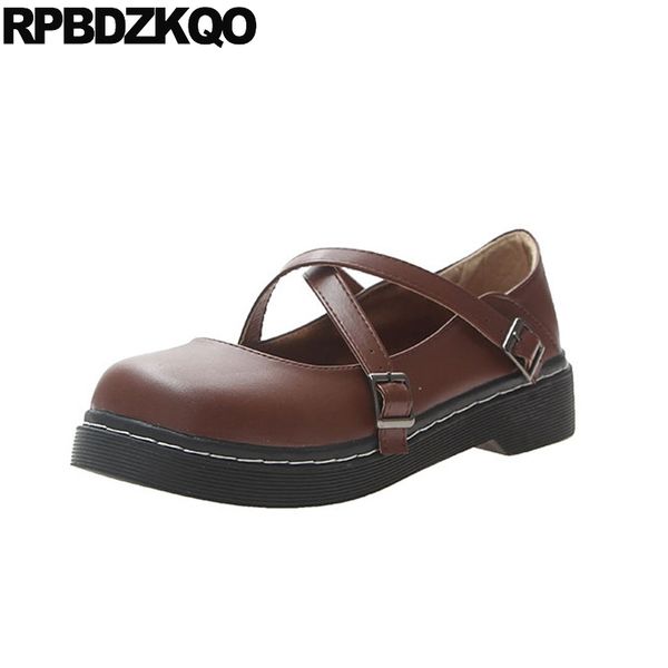 

korean shoes china 2020 comfortable women round toe chinese lolita ladies designer spring autumn flats black brown cute