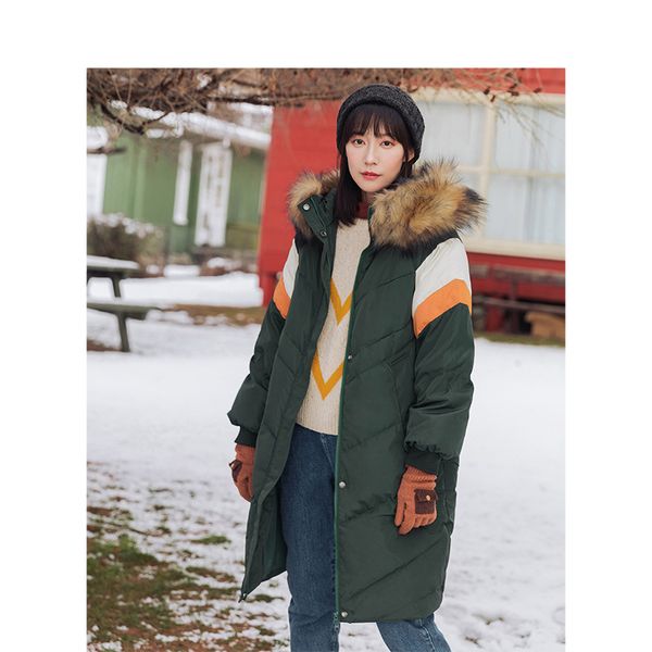 

inman winter new arrival female hooded big fur collar casual thick down coat, Black