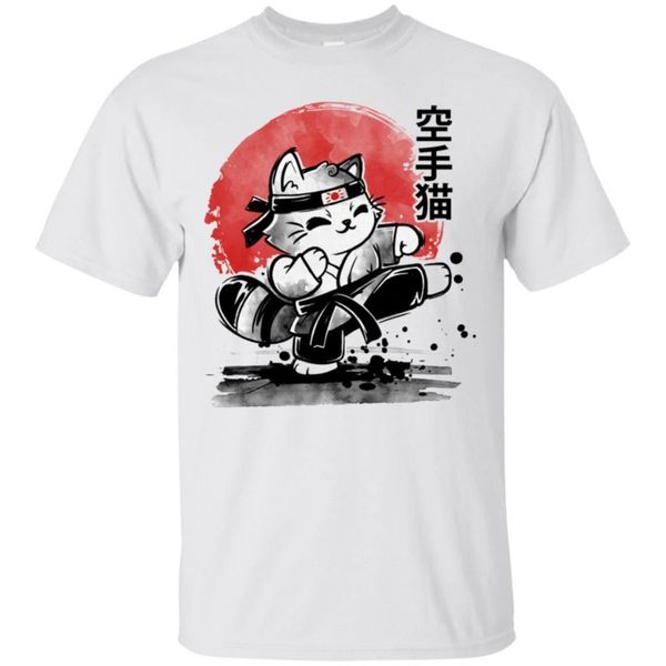 

каратэ cat t-shirt забавный кот каратэ в японском стиле tee shirt 2019 мужчины o-образным вырезом топы мужской новая мода мужчин с коротким