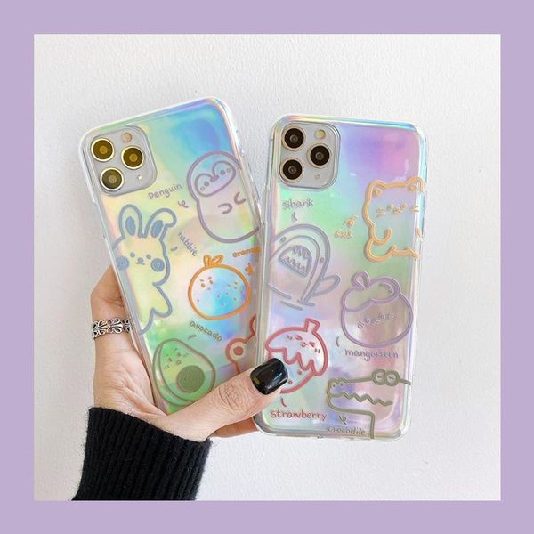 

laser cartoon for iphone11promax phone case 8plus x silicone xs cute xr female 7p soft