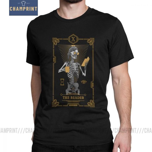 

the reader x tarot card t-shirts for men the magician skull magic casual cotton tee shirt crewneck short sleeve t shirt big size