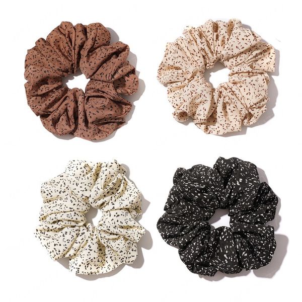 

ins oversized scrunchies hair ties elastic hair bands floral ponytail holder spot leopard big scrunchie women hair accessories, Slivery;white