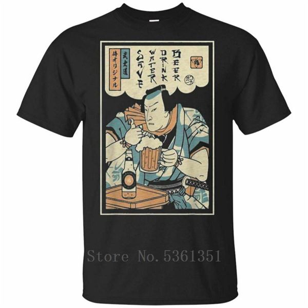 

beer samurai drinking beer samurai black, navy t-shirt s-5xl t shirt men men funny printed t-shirt homme cool tshirt designs