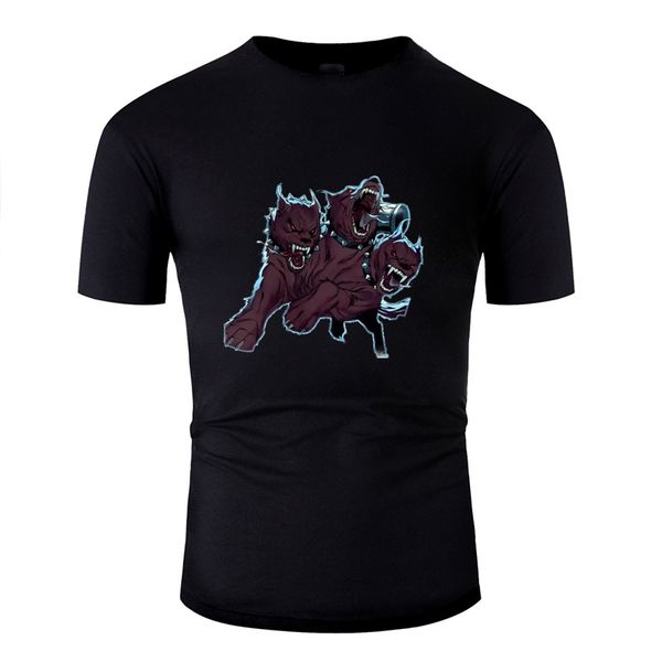 

vintage evil 3 headed dog tshirt for men round collar male cotton t shirts hiphop top