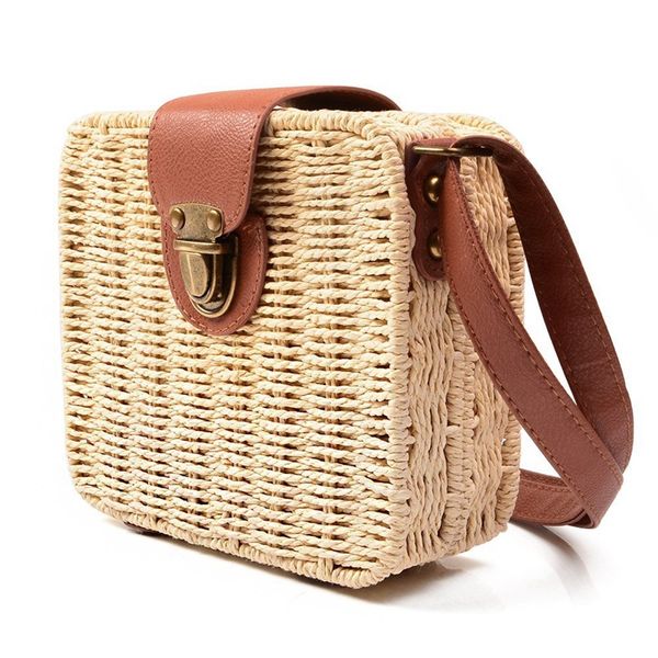 

women's handbags mini women messenger bags leather square straw ladies crossbody bag shoulder bags summer women's handbag