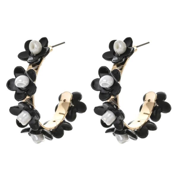 

hoop & huggie flower cherry blossoms luxury earrings elegant temperament handmade enamel charm wedding party for women, Golden;silver