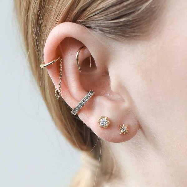 

1 piece gold filled tassel chain earring ear cuff for girl women no piercing simple minimal cuffs, Golden;silver
