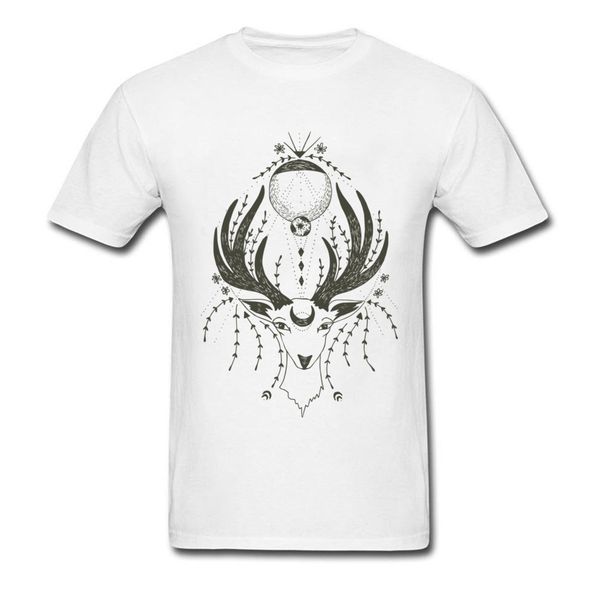 

antlers moon 2018 new deer print t-shirt mystery graphic t shirt men summer white clothing cotton fabric art designer