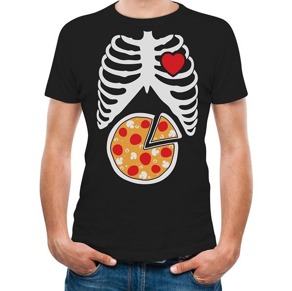 

skeleton pizza xray rib cage - pizza lover halloween costume t-shirt 2017 fashion t shirt sleeve funny design tee