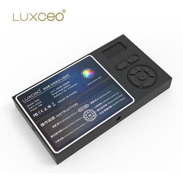 

luxceo p03 pocket rgb led video light 2500k-6500k camera dual color video studio light with cri 96 built-in bat