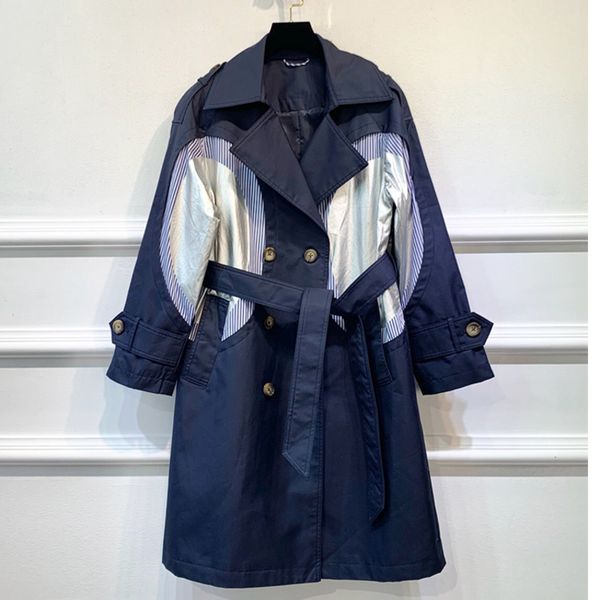 

women's trench coats [ewq] 2021 autumn double-breasted high-quality windbreaker and winter fashion coat loose outwear, Tan;black