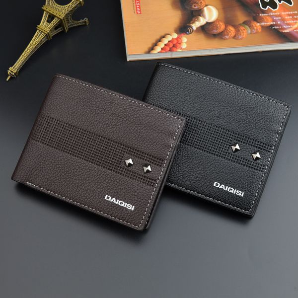 

new men's wallet short section young fashion student wallet casual multi-card storage card bag, Red;black
