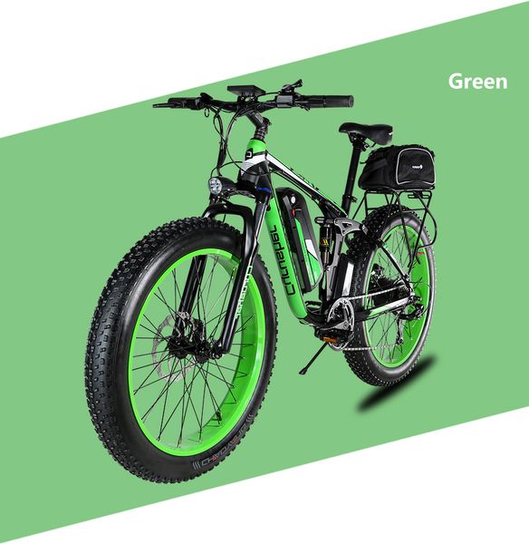 

cyrusher xf800 electric bicycle double suspension 7 speeds,fat tire ebike, 750w 48v,smart computer speedometer electric bike, Silver;blue
