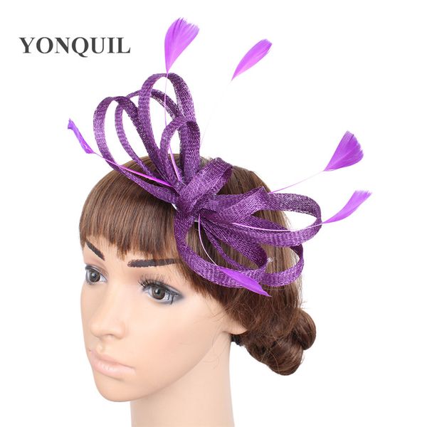 

bow hair wedding fascinators accessories bride mariage headwear women elegnt party dinner headdress hair pin feather hat chapeau, Blue;gray