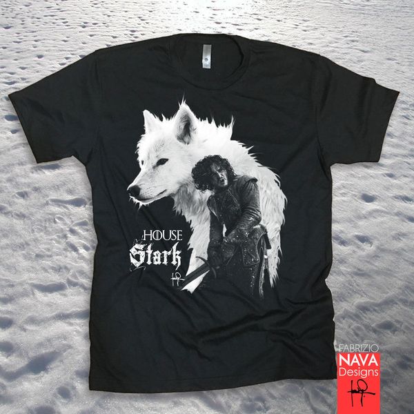 

джон сноу и призрак мужские tee футболка дом stark 2020 новое прибытие brand-одежда мода хлопок графический футболки