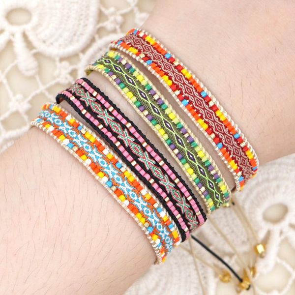 

braided bracelet for women boho jewelry pulseras mujer 2020 miyuki beads bracelets ethnic adjustable rope bohemian handmade, Golden;silver