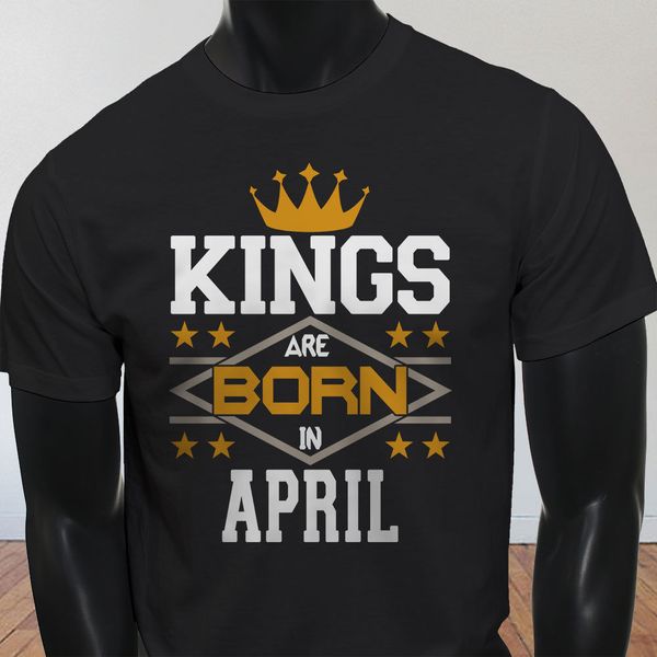 

новая весна высокого эластичный хлопок kings born в апреле crown рождения овен телец мужская черная футболка летняя футболка