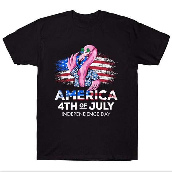 

america 4th of july independence day flamingo loves t shirt black