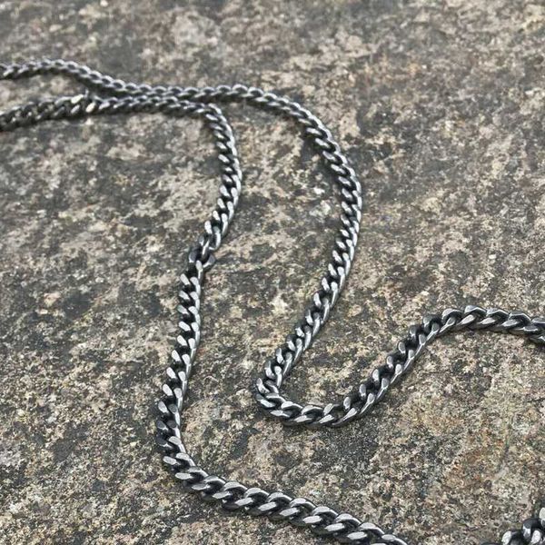 

5.5 mm width titanium curb chain of hip hop 65 cm necklace in length, Silver