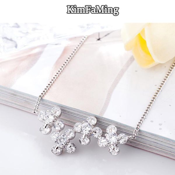 

fashion jewelry women zircon snowflake necklaces p141, Silver
