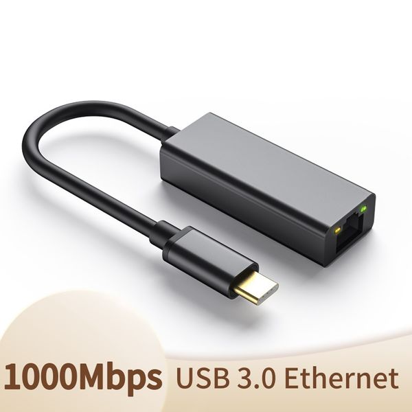 Typ-C-zu-Gigabit-Ethernet-Adapteranschlüsse RTL8153 USB-C-zu-RJ45-10/100/1000M-LAN-Netzwerkkartenkonverter