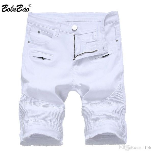 

bolubao men denim shorts 2019 summer new casual men elastic ripped hole denim shorts brand clothing distressed jeans male, Blue