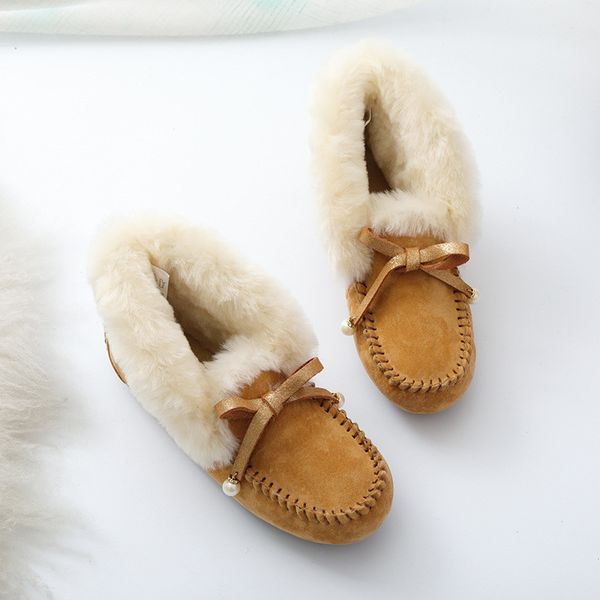 

new arrival women shoes natural fur snow boots genuine leather winter boots women 100% natural wool warm ankle shoes, Black