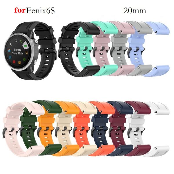 Alças Substituíveis Bandas 20mm Silicone Relaxamento Rápido Watchband Strap para Garmin Fenix ​​5s Plus 6S Pro Watch Faixa de pulso