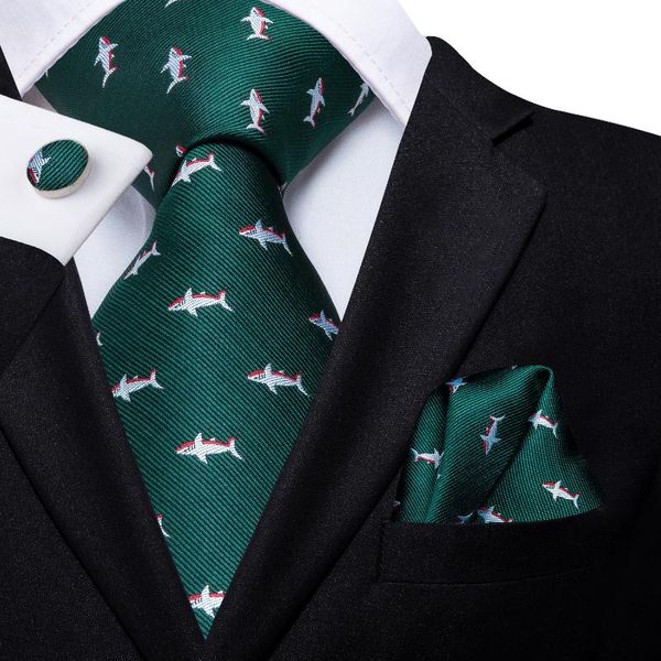 

bow ties hi-tie green jacquard hanky cufflinks set men's 100% silk for men fashion pattern designer wedding party necktie, Black;gray
